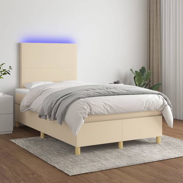 vidaXL &Kappa;&rho;&epsilon;&beta;ά&tau;&iota; Boxspring &mu;&epsilon; &Sigma;&tau;&rho;ώ&mu;&alpha; & LED &Kappa;&rho;&epsilon;&mu; 120x200 &epsilon;&kappa;. &Upsilon;&phi;&alpha;&sigma;&mu;ά&tau;&iota;&nu;&omicron;