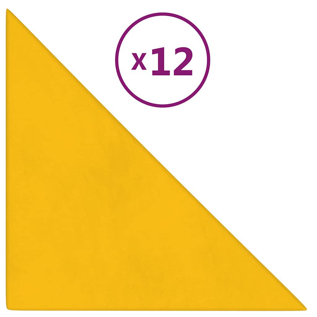 vidaXL Πάνελ Τοίχου 12 τεμ. Κίτρινα 30 x 30 εκ. 0,54 μ² Βελούδινα