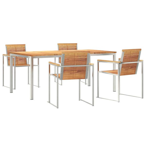 vidaXL Σέτ φαγητού για κήπο 5 pcs Συμπαγές Ξύλο Τικ