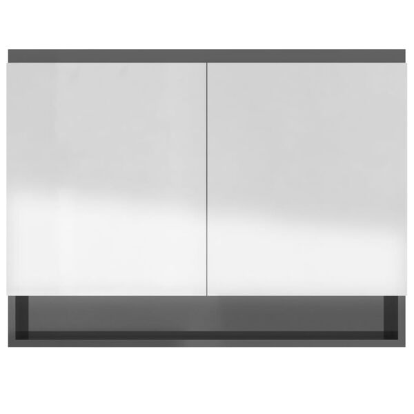 vidaXL Ντουλάπι Μπάνιου με Καθρέφτη 80x15x60 εκ. Λαμπερό Γκρι από MDF