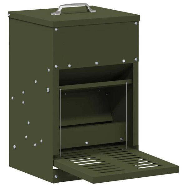 vidaXL Ταΐστρα Κοτόπουλου με Πεντάλ Ελιά Πράσινη 25 x 42 x 40 εκ.