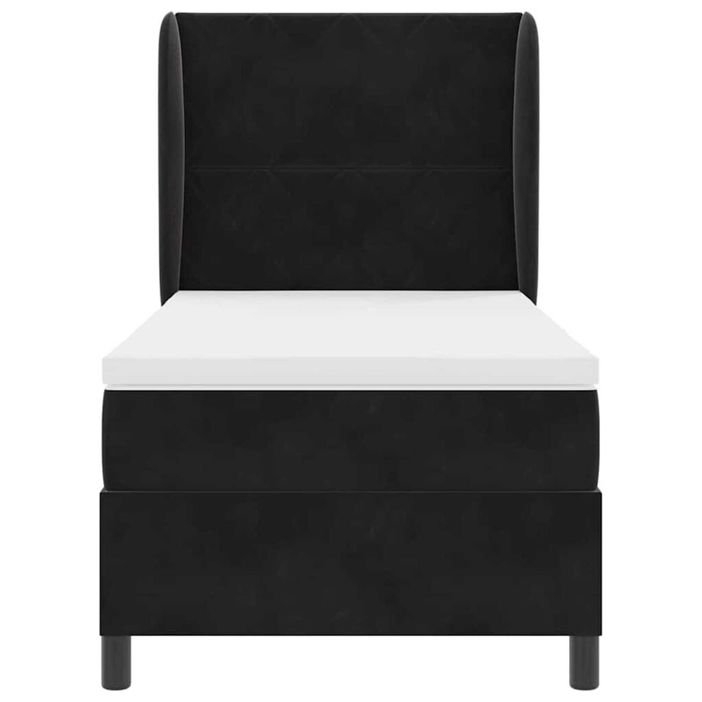 vidaXL Κρεβάτι με ελατήρια με στρώμα Μαύρο 100 x 200 cm Βελούδο