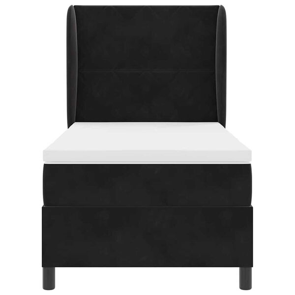 vidaXL Κρεβάτι με ελατήρια με στρώμα Μαύρο 100 x 200 cm Βελούδο