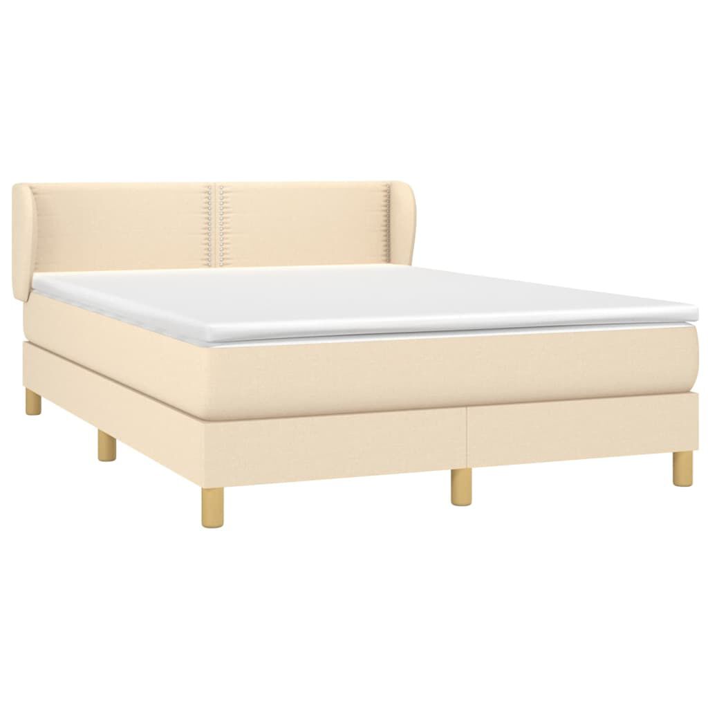 vidaXL Κρεβάτι Boxspring με Στρώμα Κρεμ 140x190 εκ. Υφασμάτινο