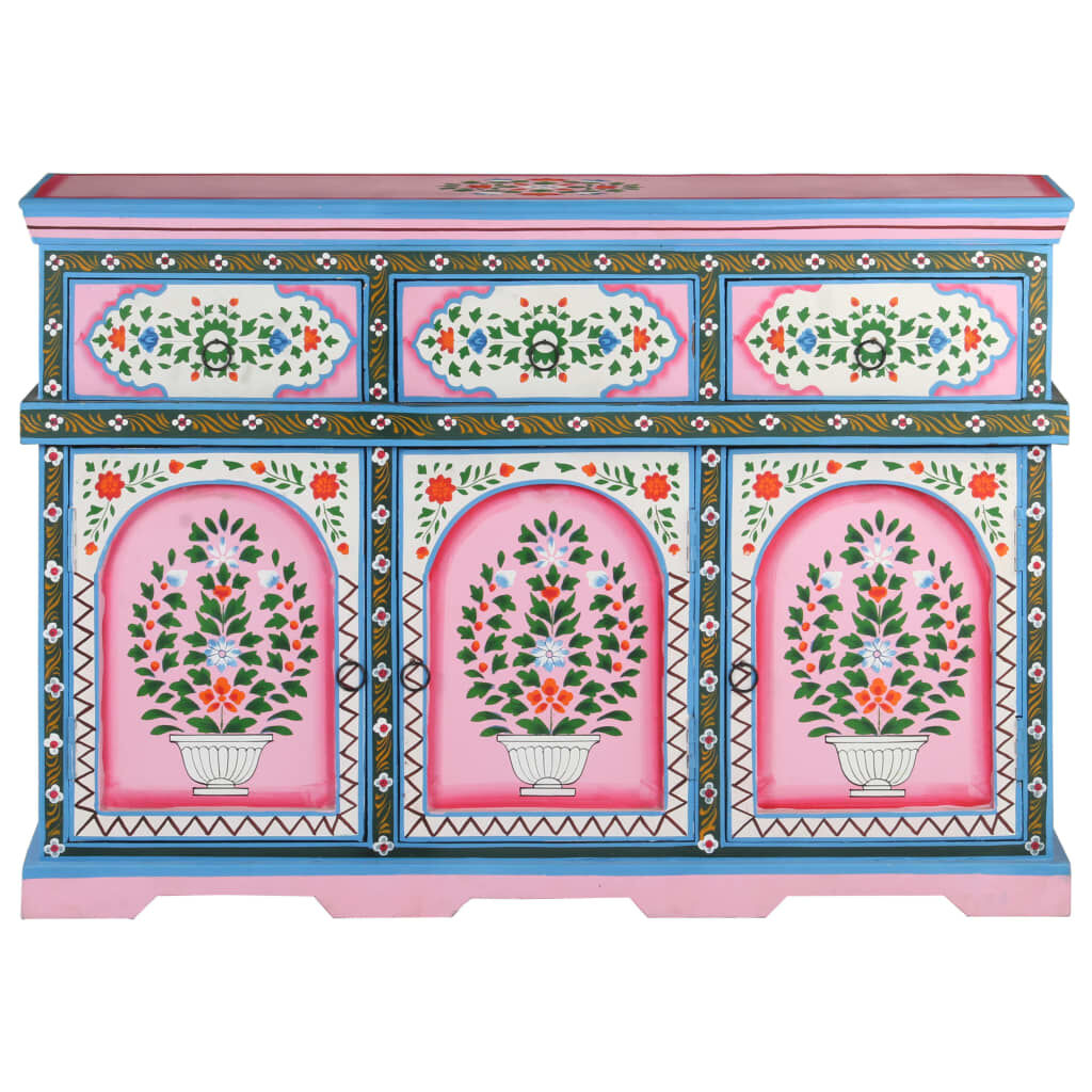 vidaXL Ντουλάπι με Χειροπ. Λεπτομέρειες 110x30x76 εκ Μασίφ Ξύλο Μάνγκο