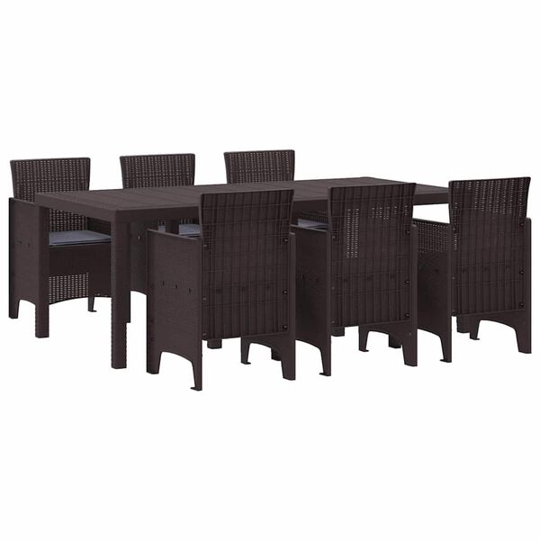 vidaXL Σέτ φαγητού για κήπο 7 pcs Καφέ Rattan Polt