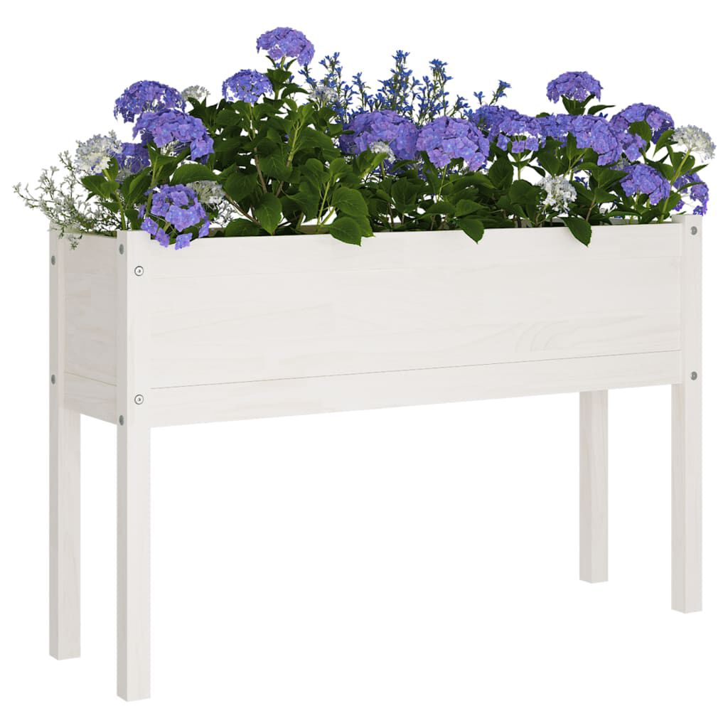 vidaXL Ζαρντινιέρα Λευκή 110 x 31 x 70 εκ. από Μασίφ Ξύλο Πεύκου