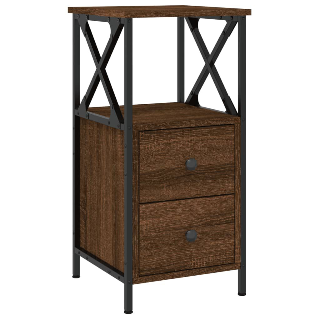 vidaXL Κομοδίνα 2 Τεμ. Καφέ Δρυς 34x35,5x70 εκ. Επεξεργασμένο Ξύλο