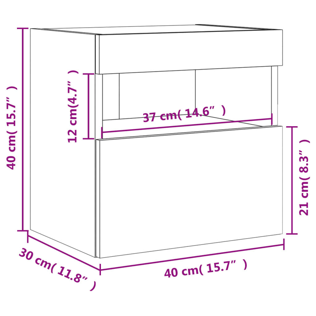 vidaXL Έπιπλα Τοίχου Τηλ. με LED 2 Τεμ. Sonoma Δρυς 40x30x40 εκ.