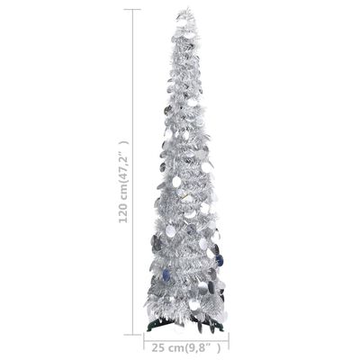vidaXL Χριστουγεννιάτικο Δέντρο Τεχνητό Pop-Up Ασημί 120 εκ. από PET