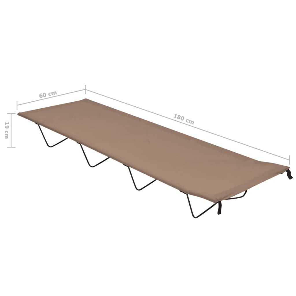 vidaXL Κρεβάτι Κάμπινγκ Χρώμα Taupe 180x60x19εκ. Ύφασμα Oxford/Ατσάλι