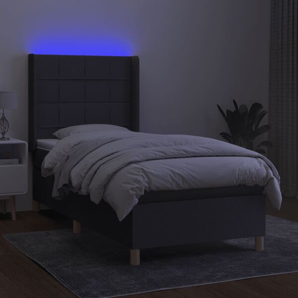 vidaXL &Kappa;&rho;&epsilon;&beta;ά&tau;&iota; Boxspring &mu;&epsilon; &Sigma;&tau;&rho;ώ&mu;&alpha; & LED &Sigma;&kappa;.&Gamma;&kappa;&rho;&iota; 90x200 &epsilon;&kappa;. &Upsilon;&phi;&alpha;&sigma;&mu;ά&tau;&iota;&nu;&omicron;