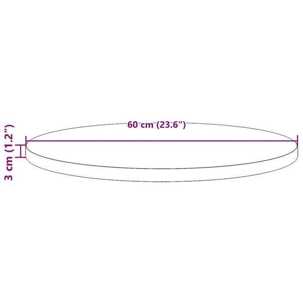 vidaXL Επιφάνεια Τραπεζιού Στρογγυλή Ø 60x3 εκ. από Μασίφ Ξύλο Πεύκου