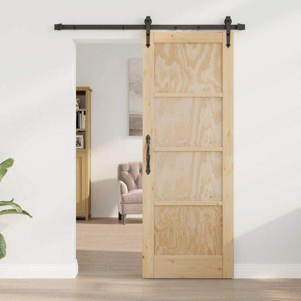 vidaXL Συρόμενη Πόρτα ORKDAL Καφέ 73.5 x 198.5 εκ. Μασίφ ξύλο πεύκου