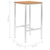 vidaXL Τραπέζι Μπαρ 60x60x105 εκ. Μασίφ Ξύλο Teak / Ανοξείδωτο Ατσάλι
