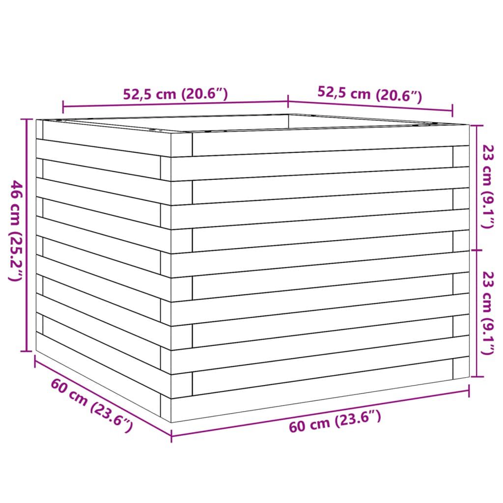 vidaXL Ζαρντινιέρα Κήπου Λευκή 60x60x46 εκ. από Μασίφ Ξύλο Πεύκου