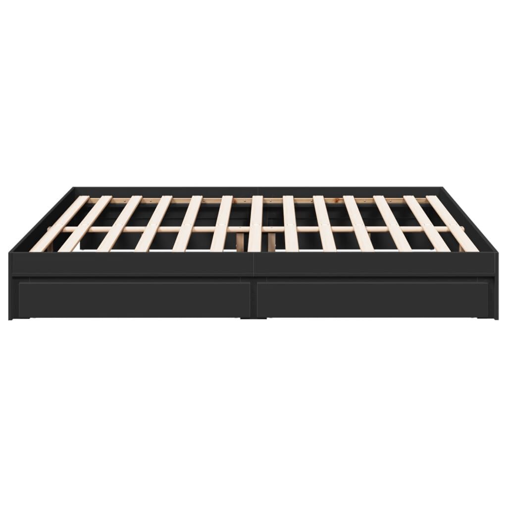 vidaXL Πλαίσιο Κρεβατιού με Συρτάρια Μαύρο 180x200 εκ Επεξεργ. Ξύλο