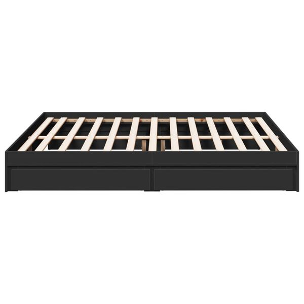 vidaXL Πλαίσιο Κρεβατιού με Συρτάρια Μαύρο 180x200 εκ Επεξεργ. Ξύλο