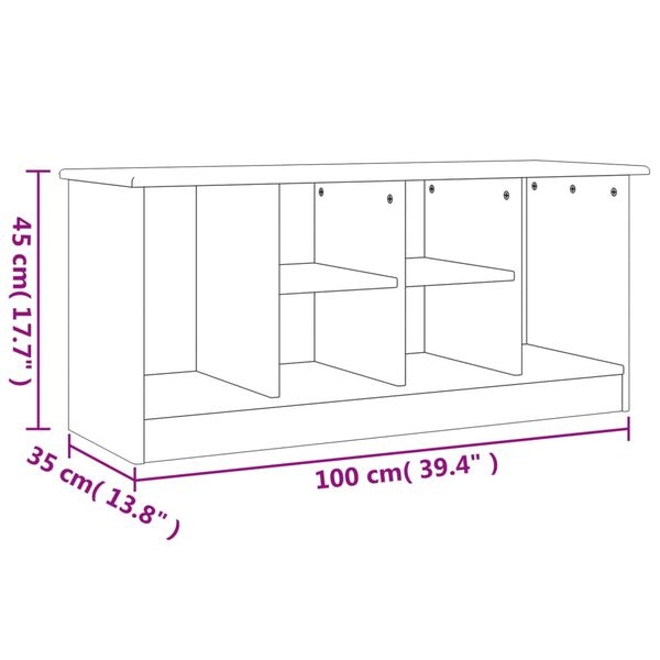 vidaXL Παπουτσοθήκη ALTA Λευκή 100 x 35 x 45 εκ. από Μασίφ Ξύλο Πεύκου