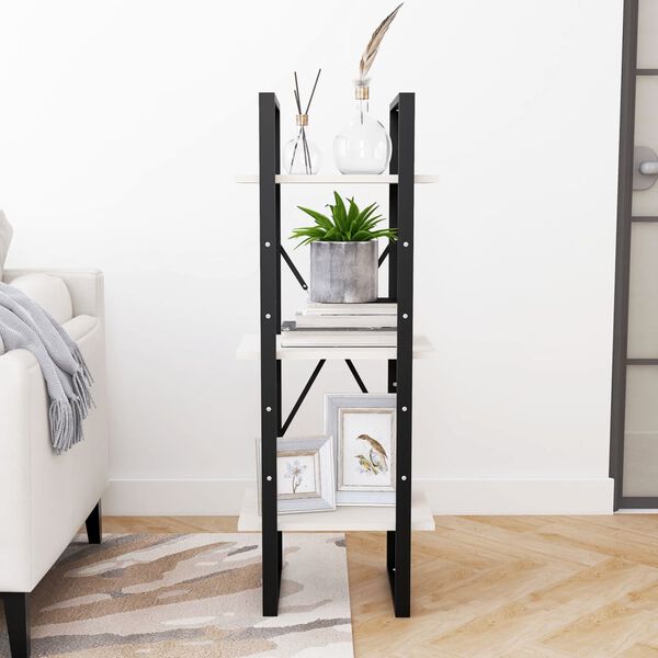 vidaXL Βιβλιοθήκη με 3 Ράφια Λευκή 40x30x105 εκ. από Μασίφ Ξύλο Πεύκου