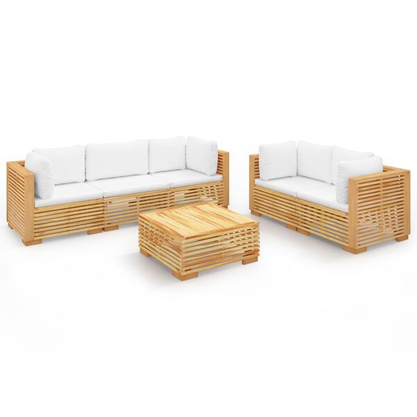 vidaXL Σαλόνι Κήπου Σετ 6 Τεμαχίων από Μασίφ Ξύλο Teak με Μαξιλάρια