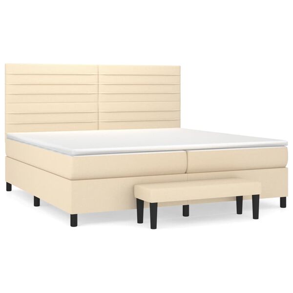 vidaXL &Kappa;&rho;&epsilon;&beta;ά&tau;&iota; Boxspring &mu;&epsilon; &Sigma;&tau;&rho;ώ&mu;&alpha; &Kappa;&rho;&epsilon;&mu; 200x200 &epsilon;&kappa;. &Upsilon;&phi;&alpha;&sigma;&mu;ά&tau;&iota;&nu;&omicron;
