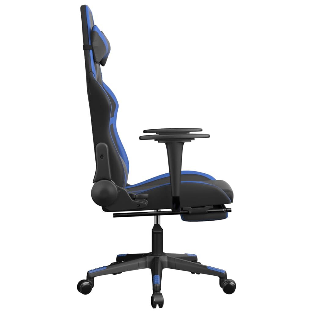 vidaXL Καρέκλα Gaming Μασάζ Υποπόδιο Μαύρο/μπλε από Συνθετικό Δέρμα