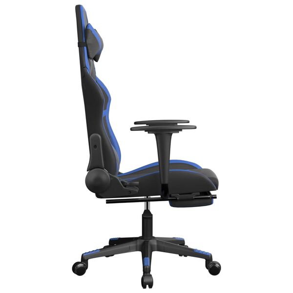 vidaXL Καρέκλα Gaming Μασάζ Υποπόδιο Μαύρο/μπλε από Συνθετικό Δέρμα