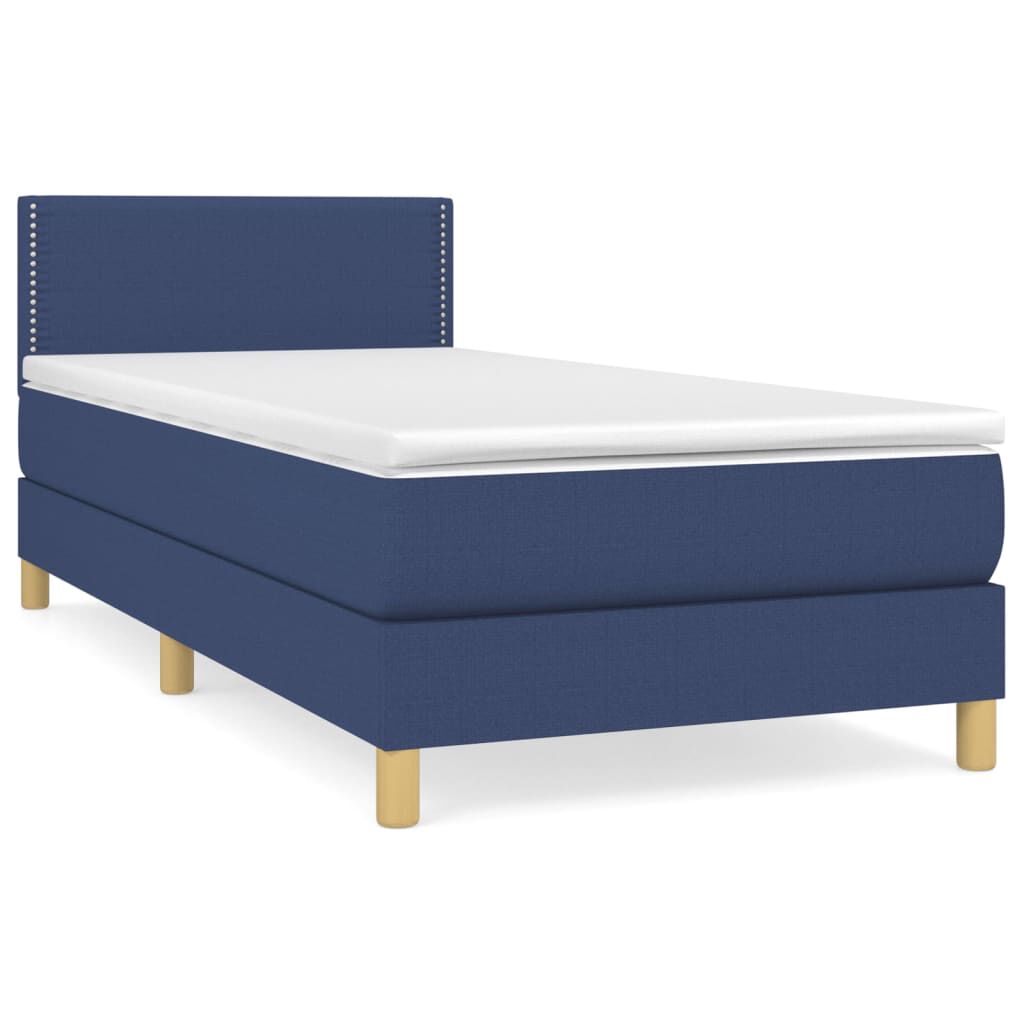 vidaXL Κρεβάτι Boxspring με Στρώμα Μπλε 100 x 200 εκ. Υφασμάτινο