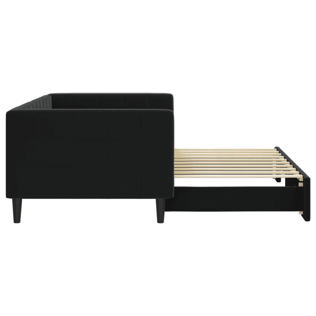 vidaXL Καναπές Κρεβάτι Συρόμενος Μαύρος 90x190 εκ. Βελούδινος