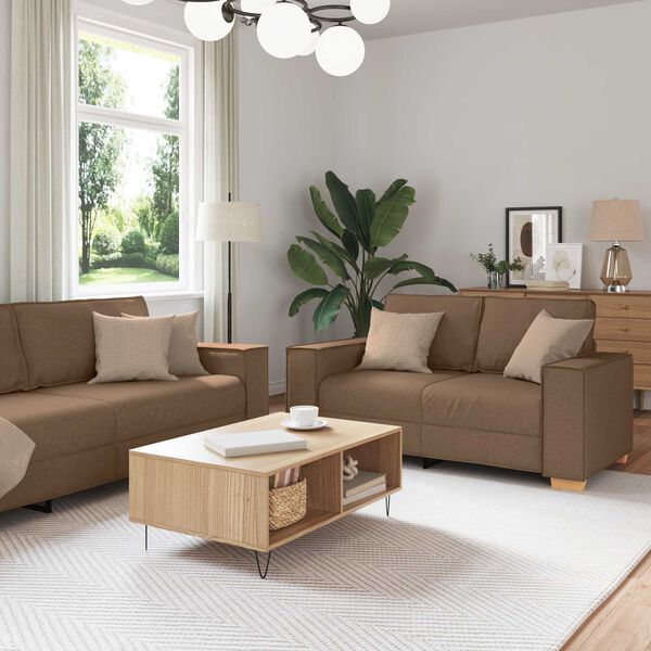 vidaXL Σετ Καναπέ με μαξιλάρι 3 pcs Καφέ 220 x 78 x 84 εκ. ύφασμα