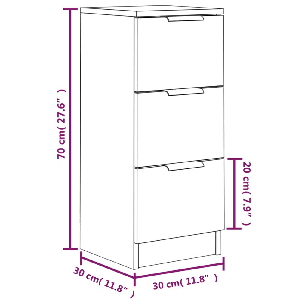 vidaXL Ντουλάπια 2 τεμ. Sonoma Δρυς 30x30x70 εκ. Επεξεργασμένο Ξύλο
