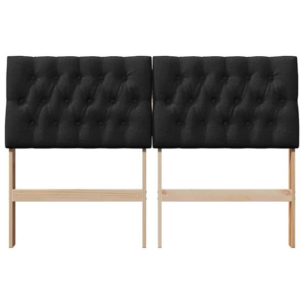 vidaXL Ταπετσαρισμένο κεφαλάρι Μαύρο 135 cm Στερεά ξυλεία πεύκου