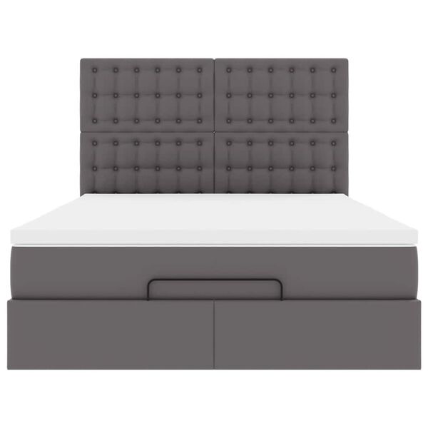 vidaXL Οθωμανικό κρεβάτι με στρώμα Γκρι 140x200cm Faux Leather