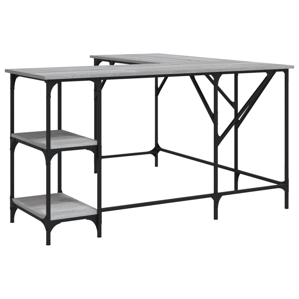 vidaXL Γραφείο Γκρι Sonoma 139x139x75 εκ. από Επεξεργασμένο Ξύλο