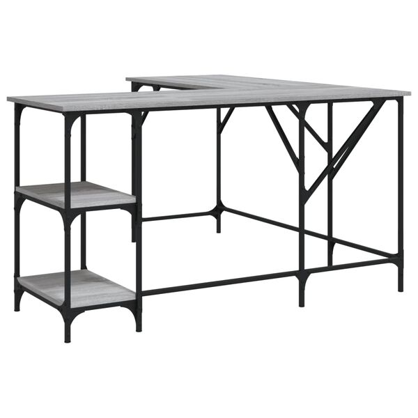 vidaXL Γραφείο Γκρι Sonoma 139x139x75 εκ. από Επεξεργασμένο Ξύλο