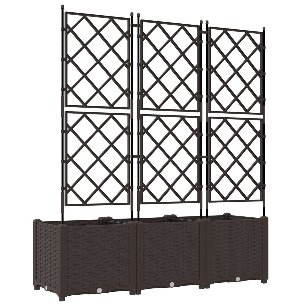 vidaXL Γλάστρα Κηπουρικής με Πλέκτη 3 τεμ Καφέ 120x40x143 εκ.