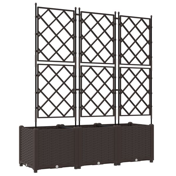 vidaXL Γλάστρα Κηπουρικής με Πλέκτη 3 τεμ Καφέ 120x40x143 εκ.