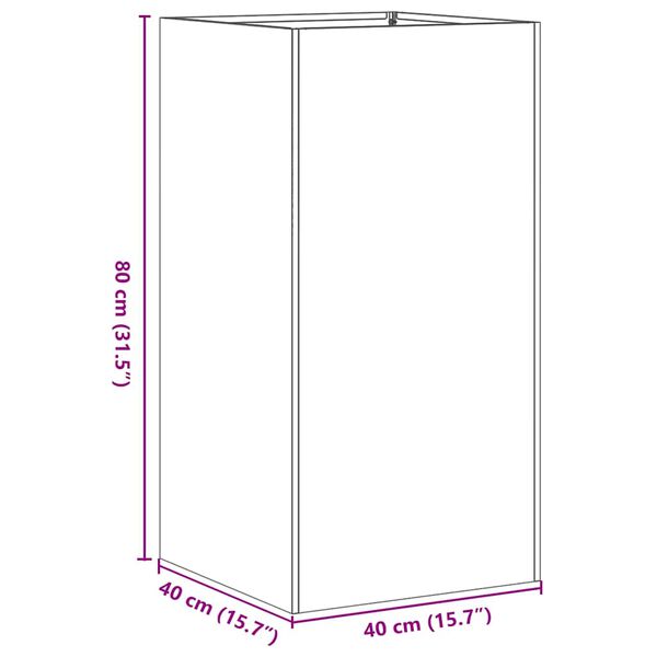 vidaXL Ζαρντινιέρα Λαδί 40x40x80 εκ. από Χάλυβα Ψυχρής Έλασης