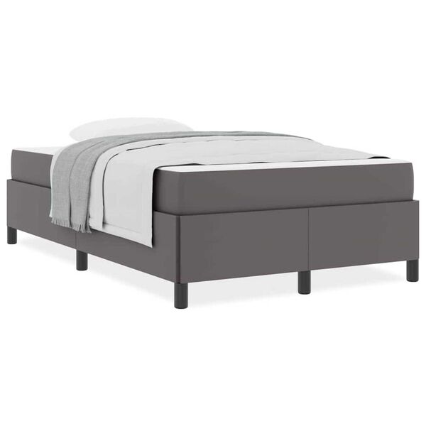 vidaXL Σκελετός κρεβατιού με στρώμα Γκρι 120 x 190 cm Τεχνητό δέρμα