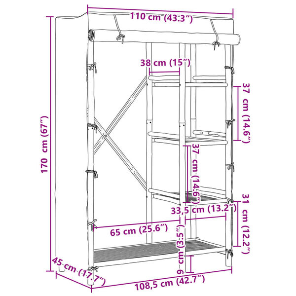 vidaXL Ντουλάπα 110 x 45 x 170 εκ. Μπαμπού