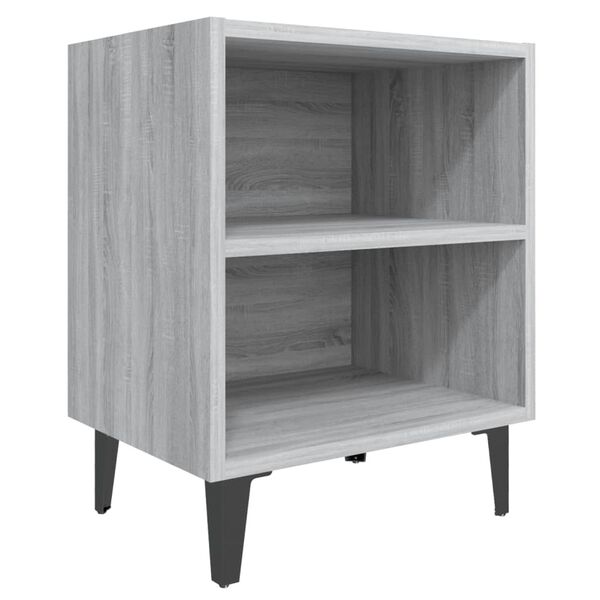 vidaXL Κομοδίνο Γκρι Sonoma 40 x 30 x 50 εκ. με Μεταλλικά Πόδια