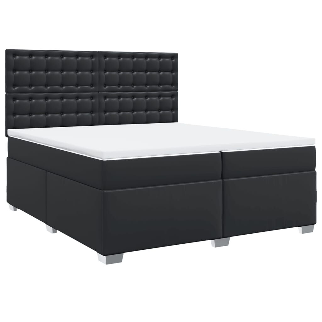 vidaXL Κρεβάτι Boxspring με Στρώμα Μαύρο 200x200 εκ. Συνθετικό Δέρμα