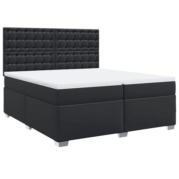 vidaXL Κρεβάτι Boxspring με Στρώμα Μαύρο 200x200 εκ. Συνθετικό Δέρμα