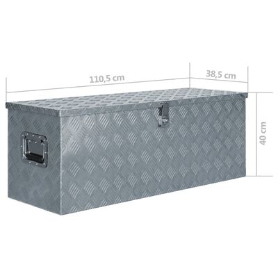vidaXL Κουτί Αποθήκευσης Ασημί 110,5 x 38,5 x 40 εκ. Αλουμινίου