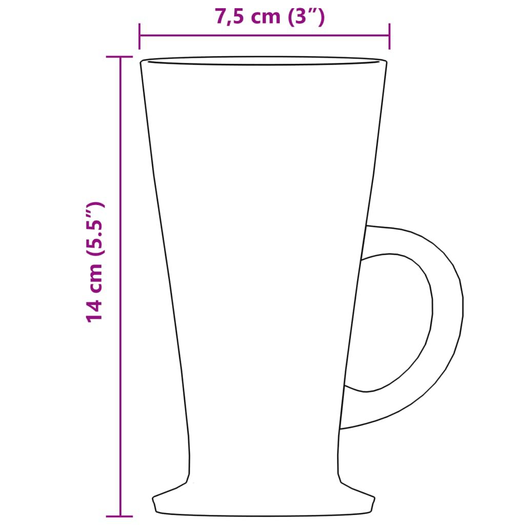 vidaXL Ποτήρια Λάτε με Λαβή 6 Τεμ. 250 ml