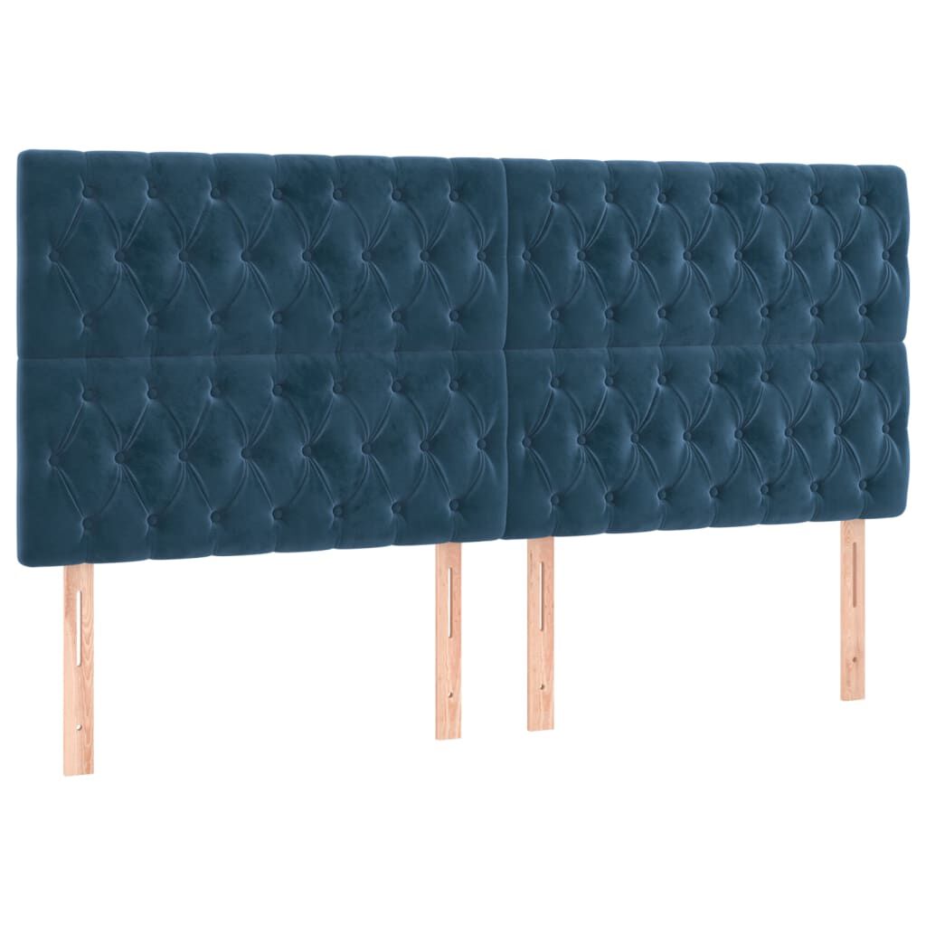 vidaXL Κρεβάτι Boxspring με Στρώμα Σκούρο Μπλε 200x200 εκ. Βελούδινο
