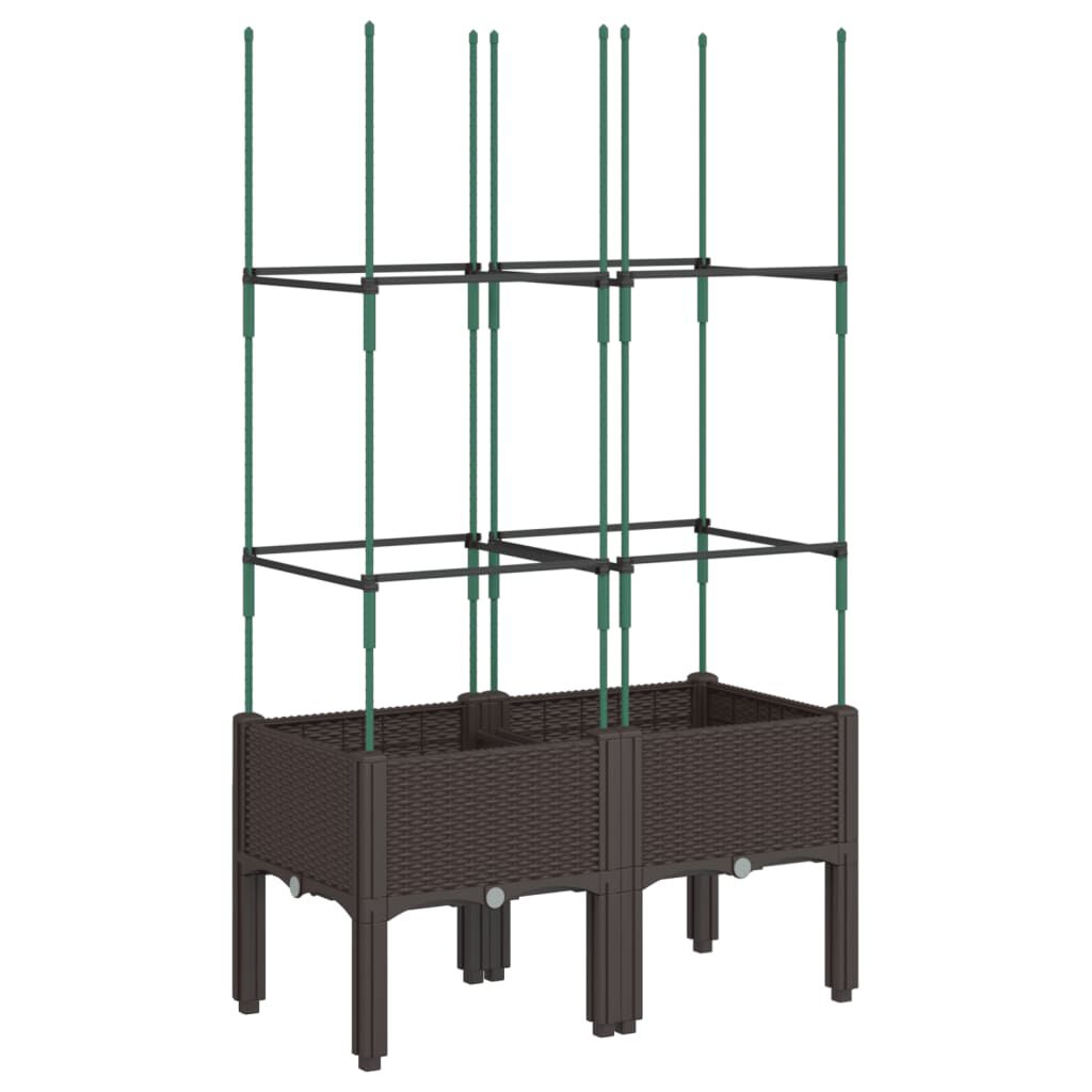 vidaXL Ζαρντινιέρα Κήπου με Καφασωτό Καφέ 80 x 40 x 142,5 εκ. από PP