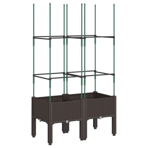 vidaXL Ζαρντινιέρα Κήπου με Καφασωτό Καφέ 80 x 40 x 142,5 εκ. από PP
