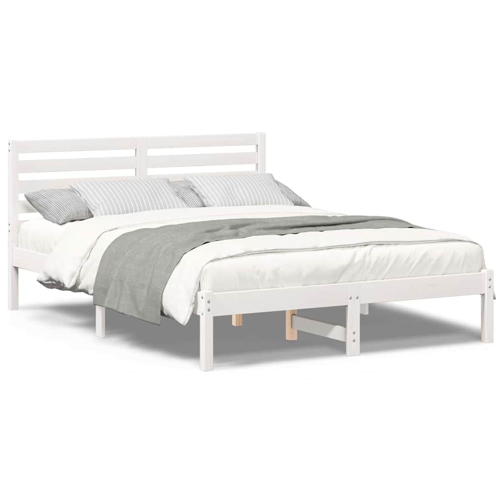 vidaXL Σκελετός Κρεβατιού Λευκό 140 x 190 cm Μασίφ ξύλο πεύκου